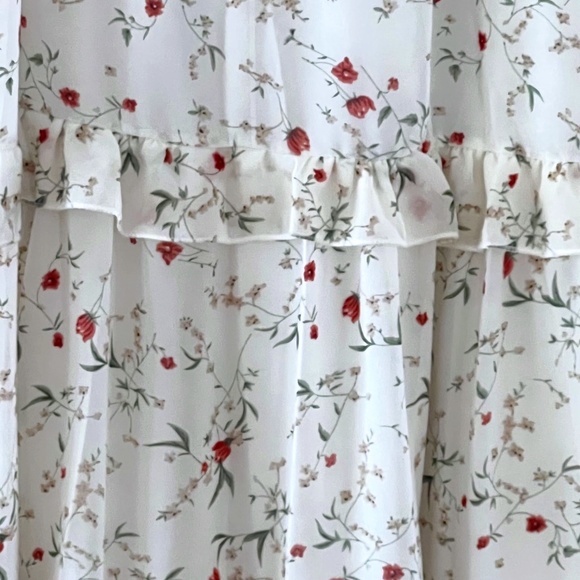 NWT White Summer Dress with Flowers Size Large to XL - Picture 4 of 9